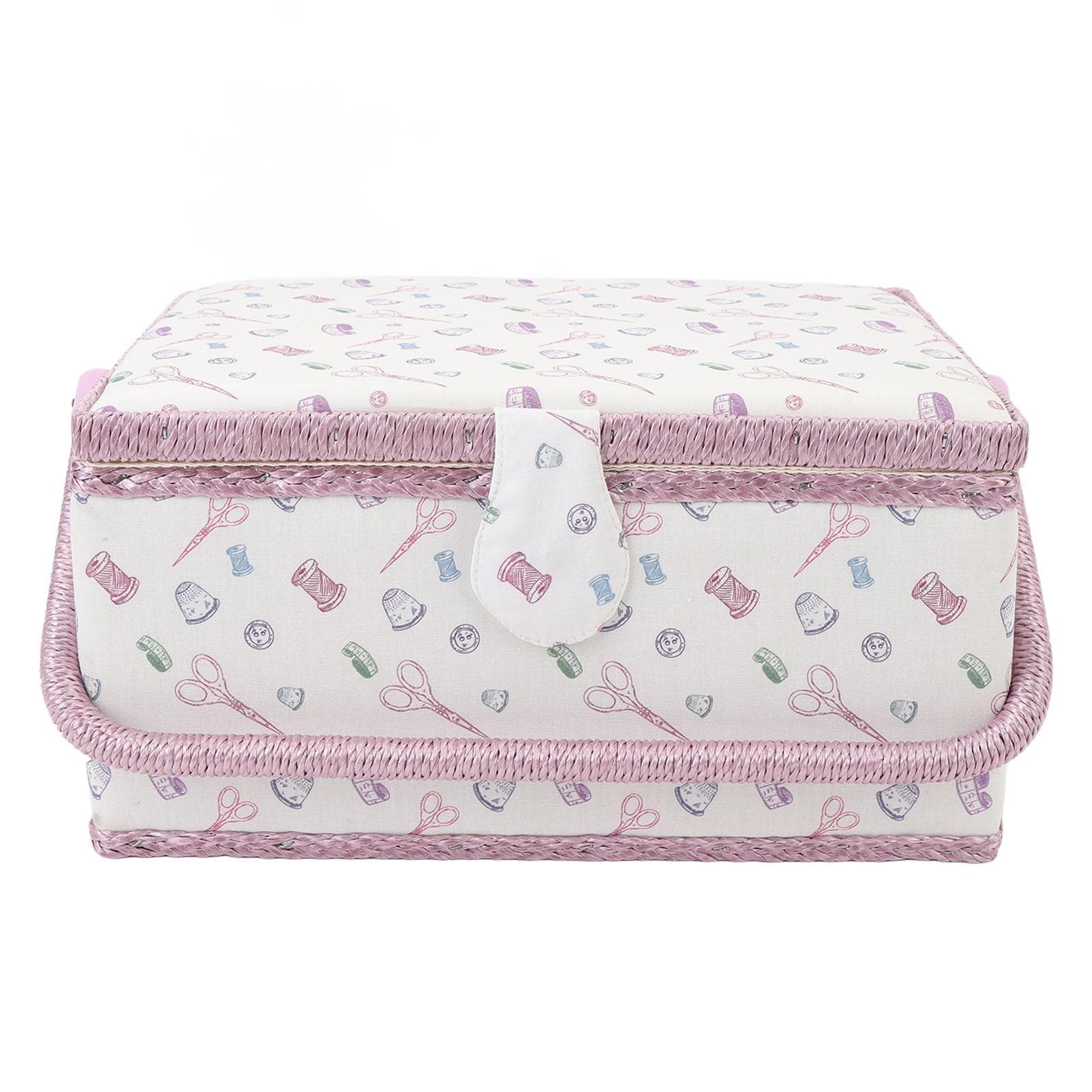 Fabric Sewing Basket Large Capacity Magnetic Button Closure Sewing Tool Storage Box with Removable