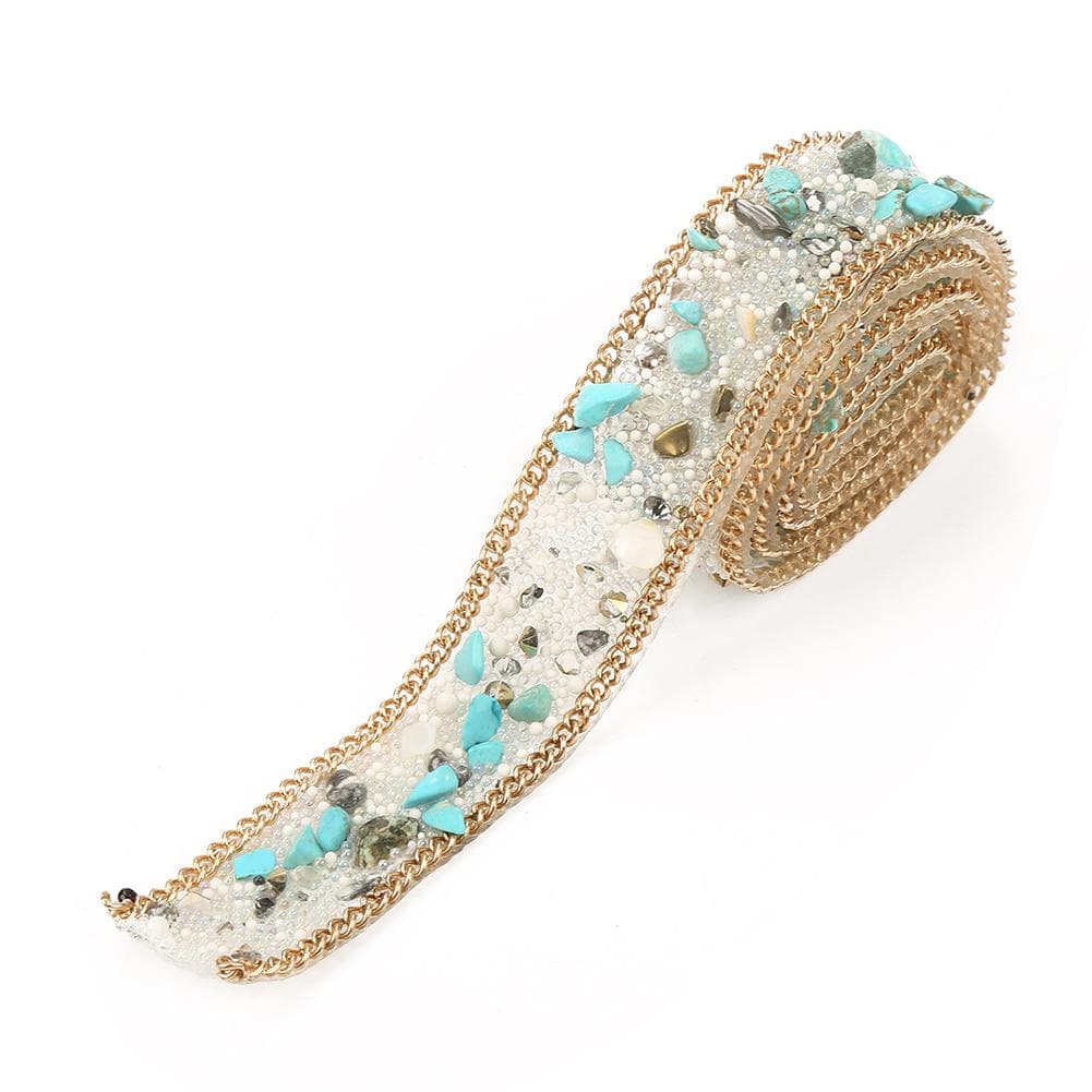 1M 2cm Width Crystal Beaded Rhinestone Crystals Trim Iron On Patch For Clothes Bag Shoes(#1)