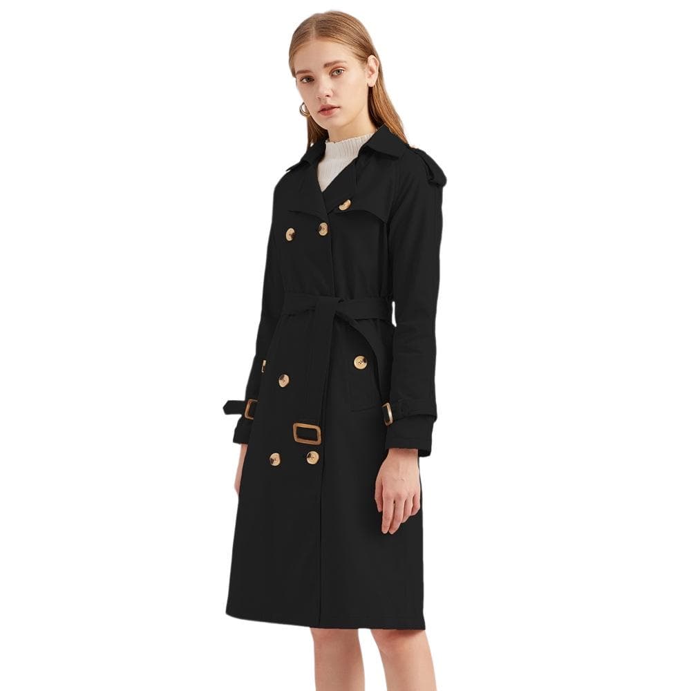 New Trench Coat Women's Long Waist Cotton Fashion Coat Long Sleeve Lapel XXXL