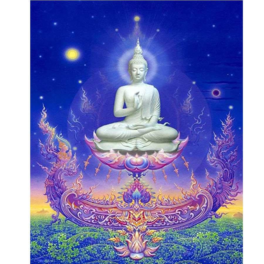 5D DIY Diamond Painting Cross Stitch Seaside Buddha Home Decor Embroidery 20X30CM