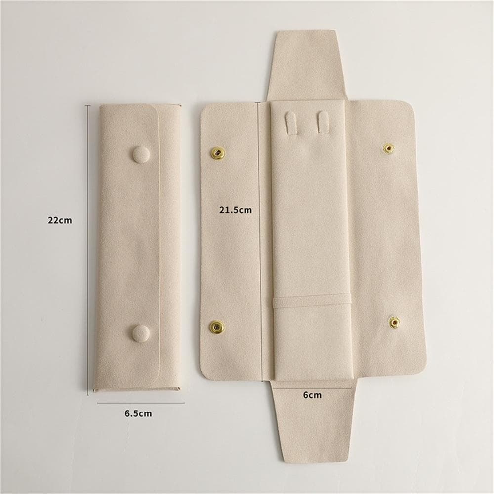 Necklace Storage Bag Bracelet Pouch Portable Jewelry Organizer Bags Women Multi-Functional Snap Pouch beige