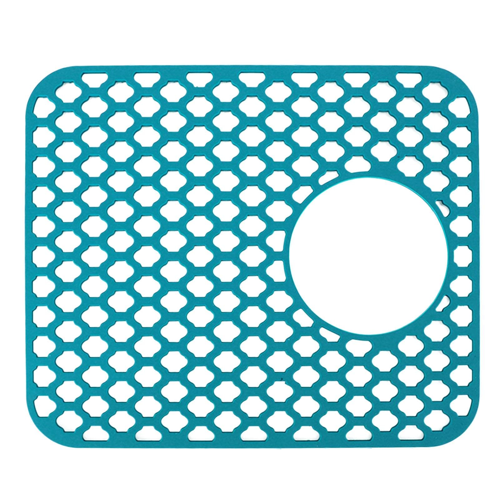 Sink Mat Silisone Protector with Side Drain Hole Anti Slip Scratch Easy Maintenance Sink Grid for Green