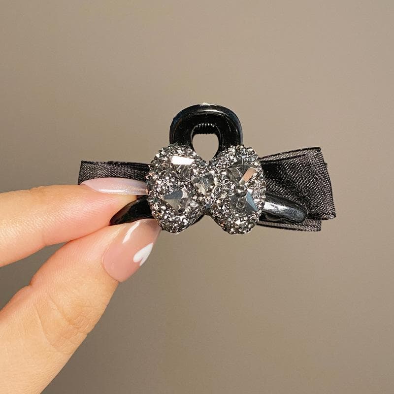 Korean Velvet Bow Hair Clip Claw Clamp Sweet Black Red Bow Small Hair Claw Clip Princess  Headwear Girls Women Hair Claw Clip 2pcs