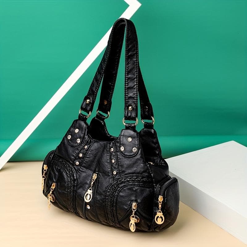 Shoulder Bag for Women, Fashion Shoulder Bag Hobo Bag Soft PU Leather Crossbody Bags Women Top-handle Bag black
