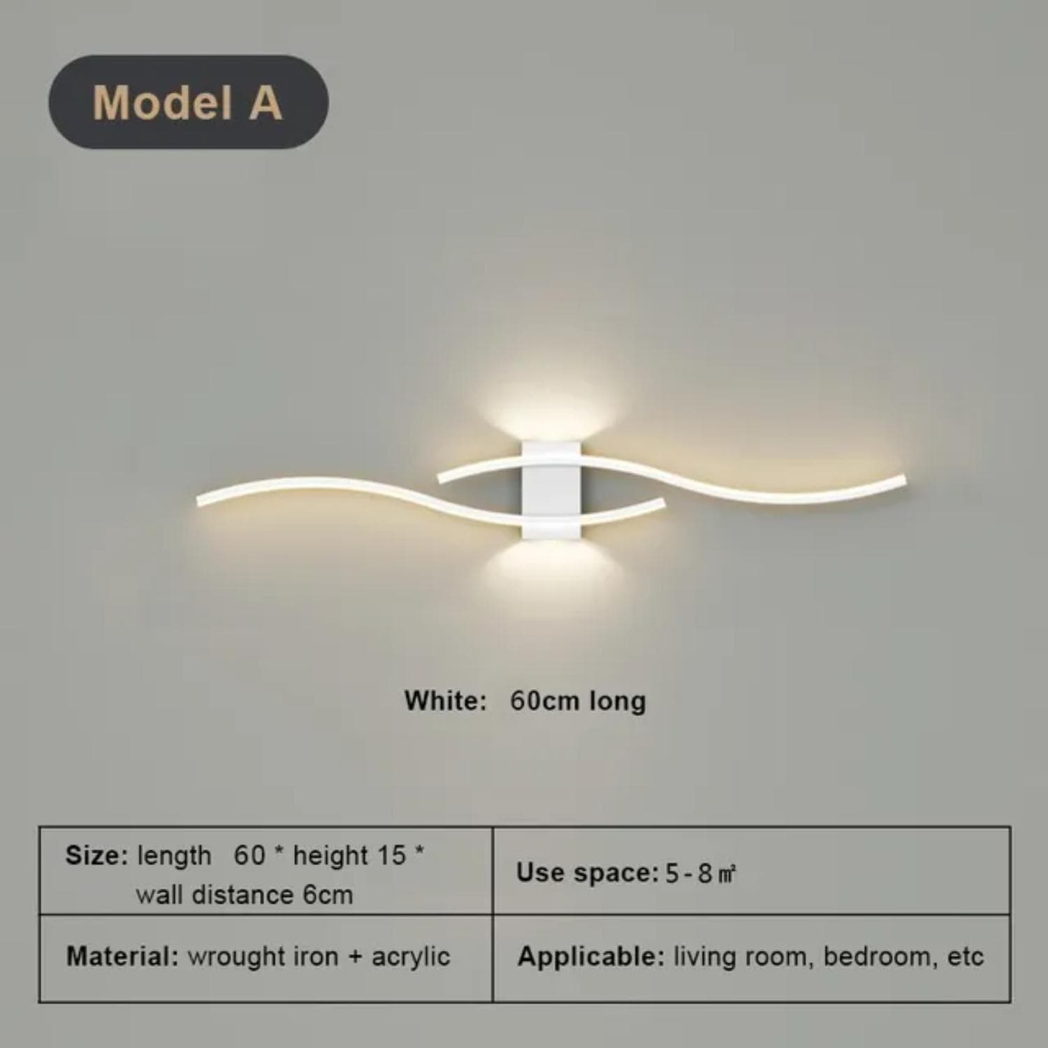New Stylish Elegant Modern Black LED Wall Light - Chic Contemporary White Interior Lamps - Sleek Indoor Decor Accent for Living Cool White Light