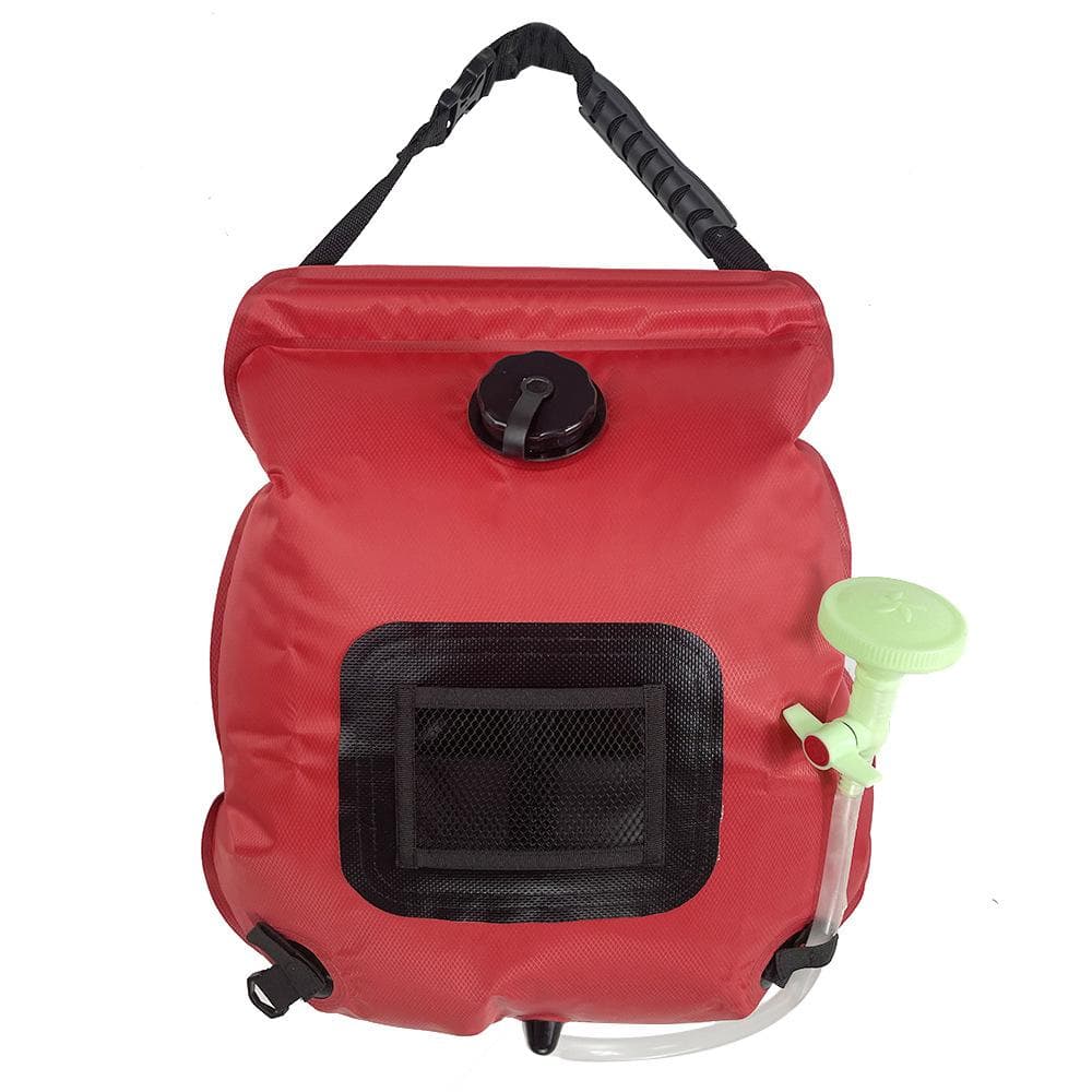 Solar Shower Bag 5 Gallons/20L Solar Heating Camping Shower Pouch PVC Portable Bath Bag Foldable red