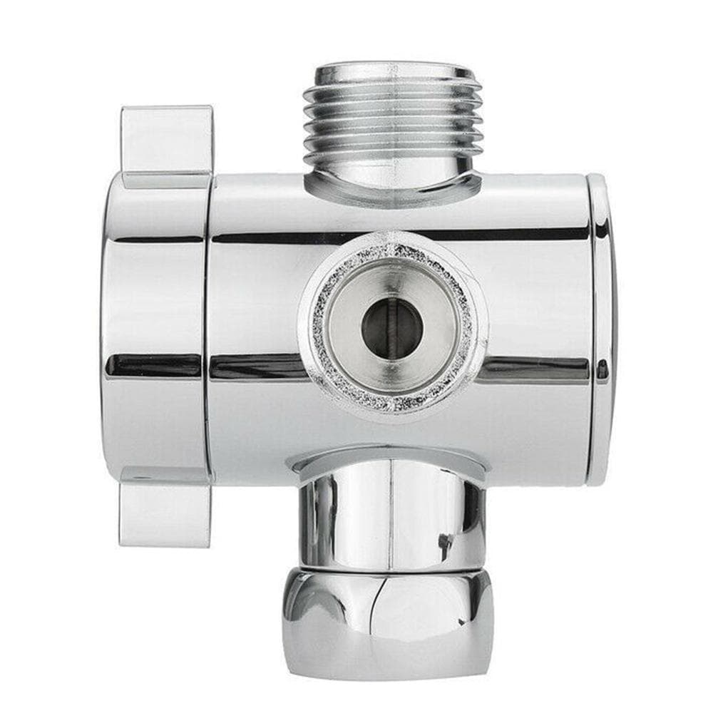 1/2 Inch 3-Way T-adapter Bath Shower Head Arm Mounted Diverter Valve Tap silver