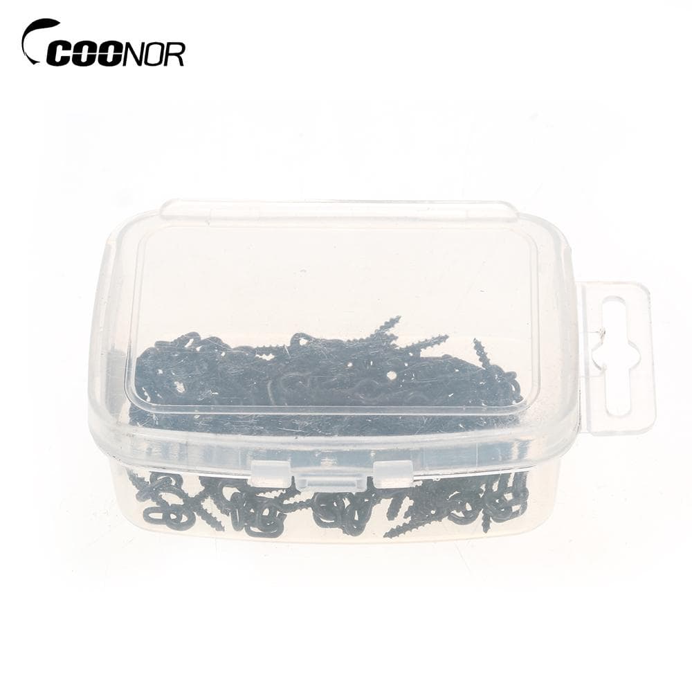 100pcs 14mm Boilies Bait Screws with Oval Link Loops Swivel Carp Fishing Terminal Rig Pop Ups Tackle black