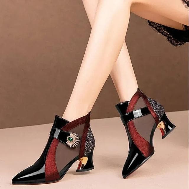Ankle Boots for Women's New Autumn Winter Ladies Leather Single Boots Shoes Female Pointed Toe Low-heeled Martin Booties 36