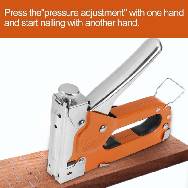 3 In 1 Stapler Nail Gun Staple Heavy Duty Furniture Tool For Wood Stainless Steel Metal Carpentry Hand Tool For Home/DIY orange