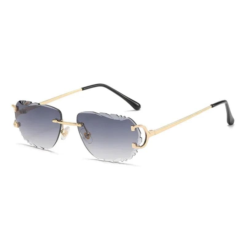 Retro Sunglasses Women Designer Rimless Sun Glasses Fashion Shades Irregular Lens Ladies Frameless Eyewear As picture