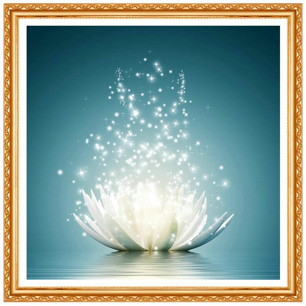 Full Round Drill 5D DIY Diamond Painting Water Lotus 3D Embroidery Cross Stitch Decor Gift 20X30CM