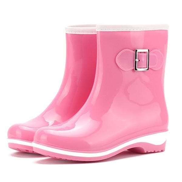 Womens Waterproof Rain Snow Boots Slip On Flat Rubber Garden Shoes Anti Slip 40 pink