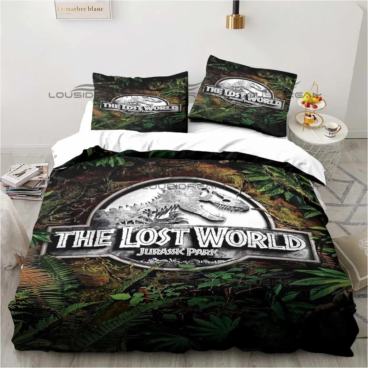 Jurassic Park Bedding Dinasours Twin Bedding Set 3 Piece Comforter Set Bed Duvet Cover Double King Cover Home Textile US Twin 173x218cm