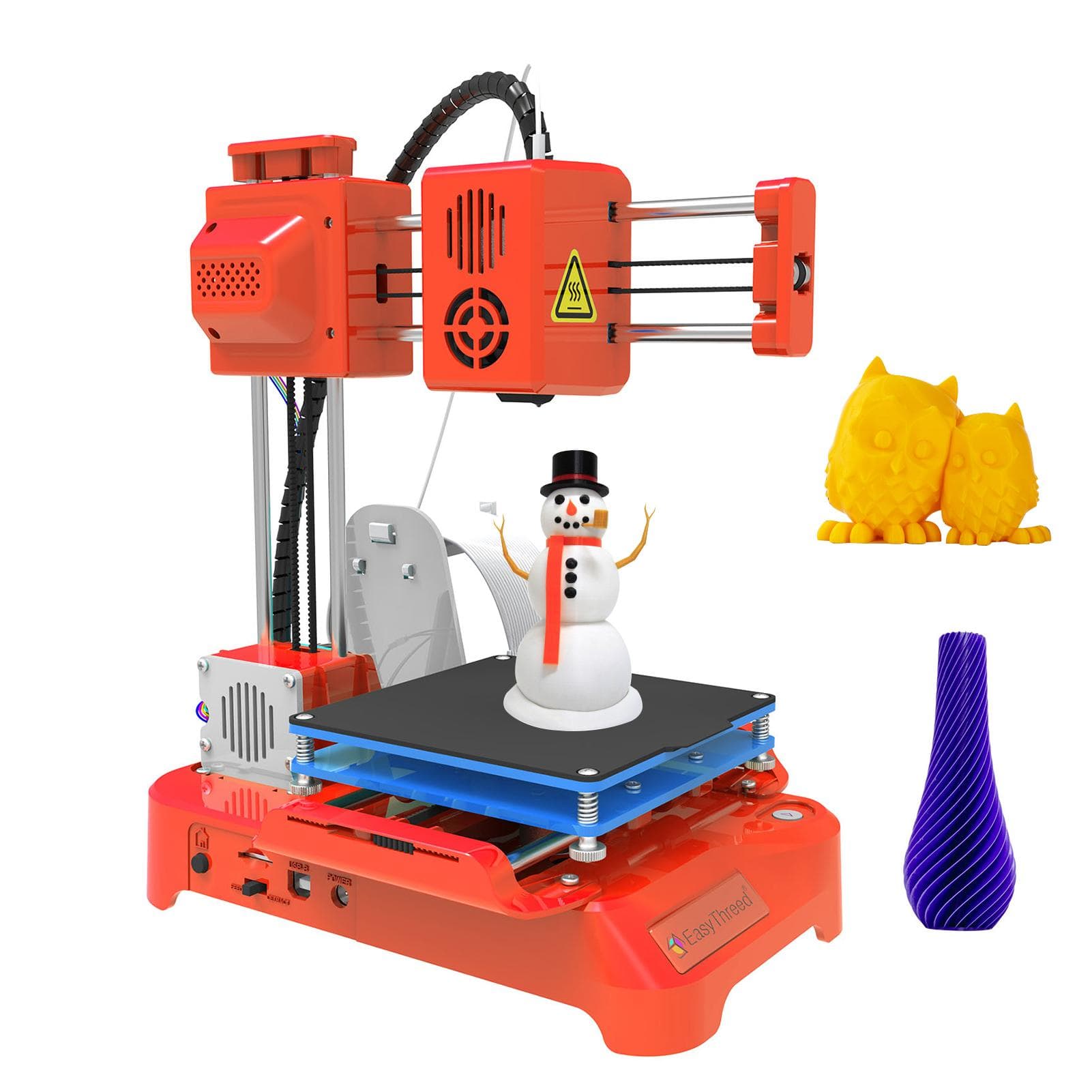 EasyThreed 3D Printer for Kids Mini Desktop 3D Printer 100x100x100mm Print Size No Heated Bed EU Plug orange