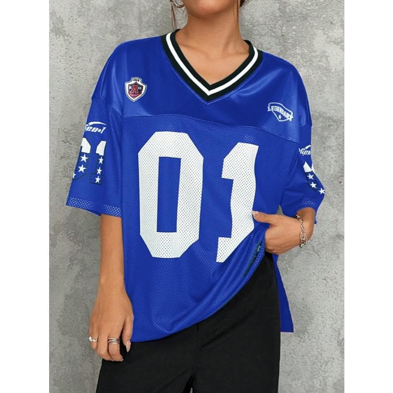 Women Los Angeles jerseys Coolane Summer Drop Shoulder Oversized Football Jersey Tee With Letter Print Couple Same Style 3XL