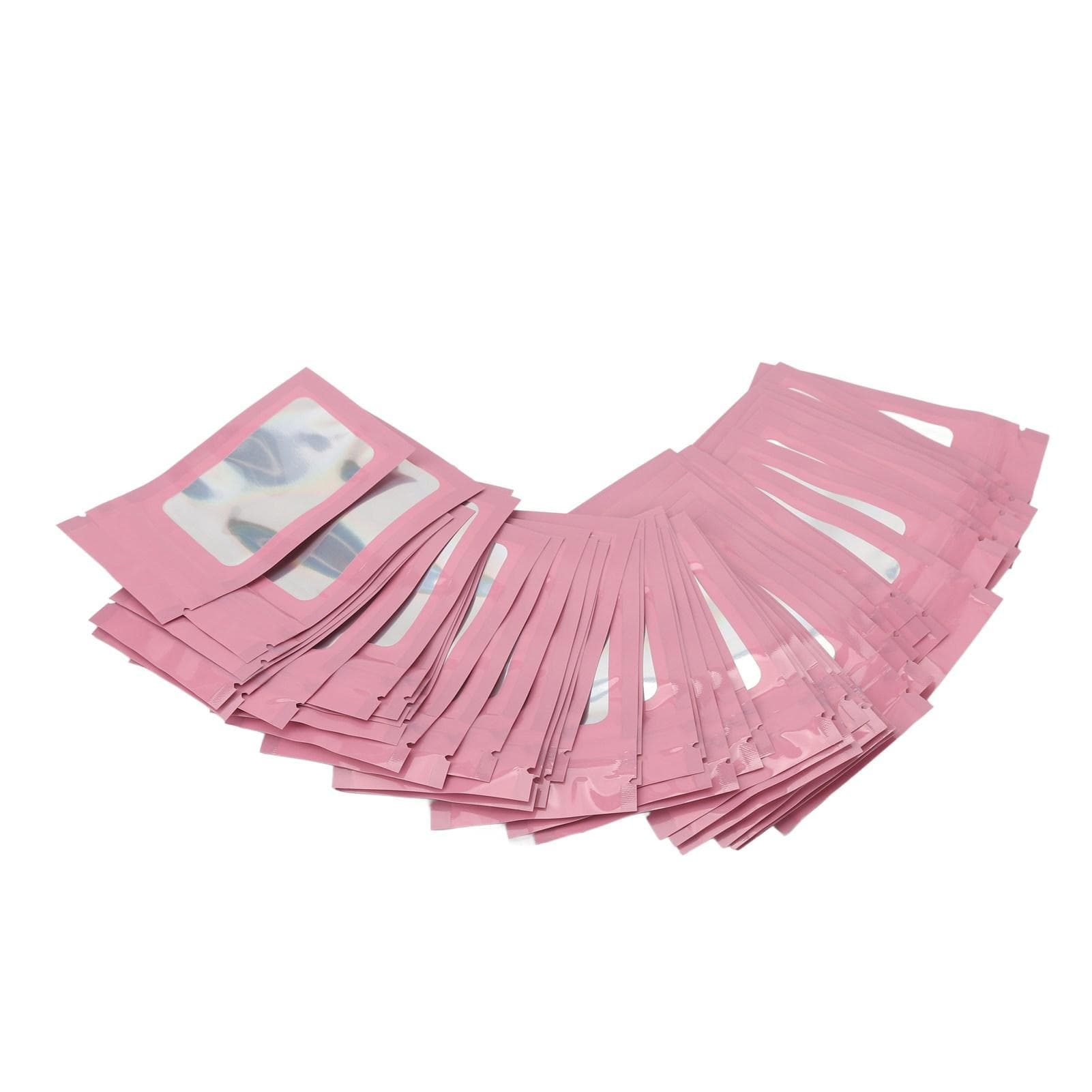100pcs Ziplock Bags Self Sealing Holographic Reusable Food Storage Bags with Hanging Hole Orange pink