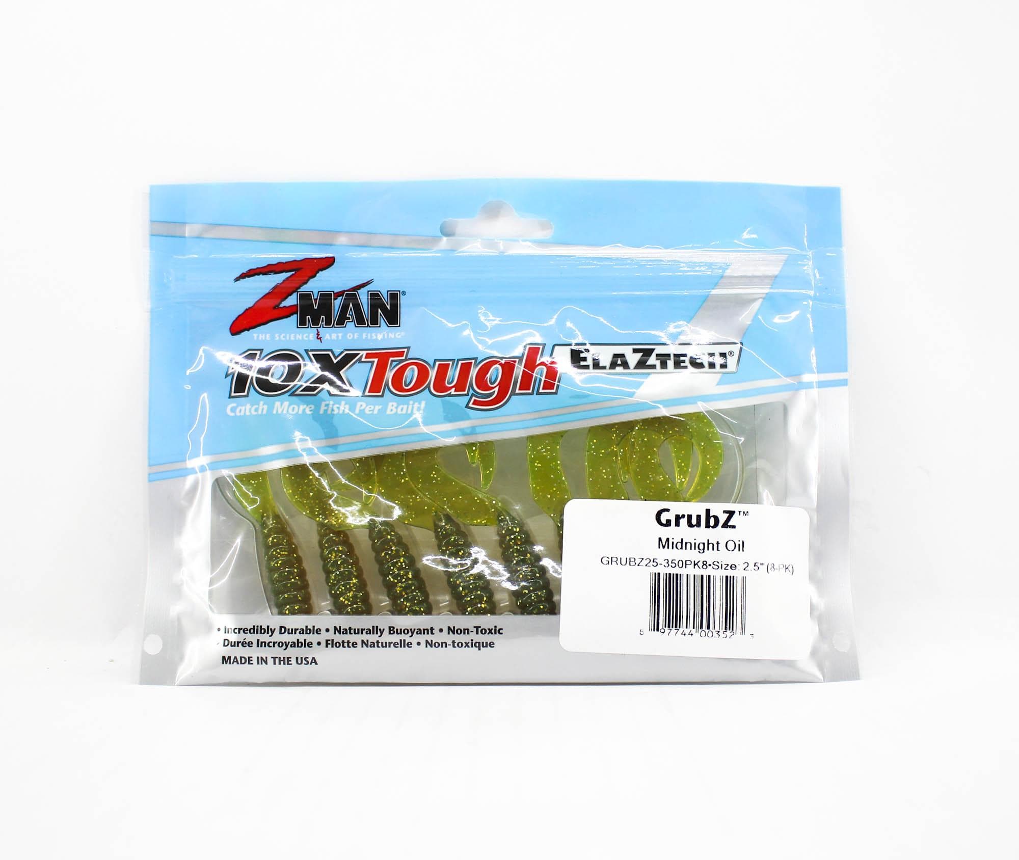 Zman Soft Lure GrubZ 2.5 Inch 8/Pack Midnight Oil (3523)