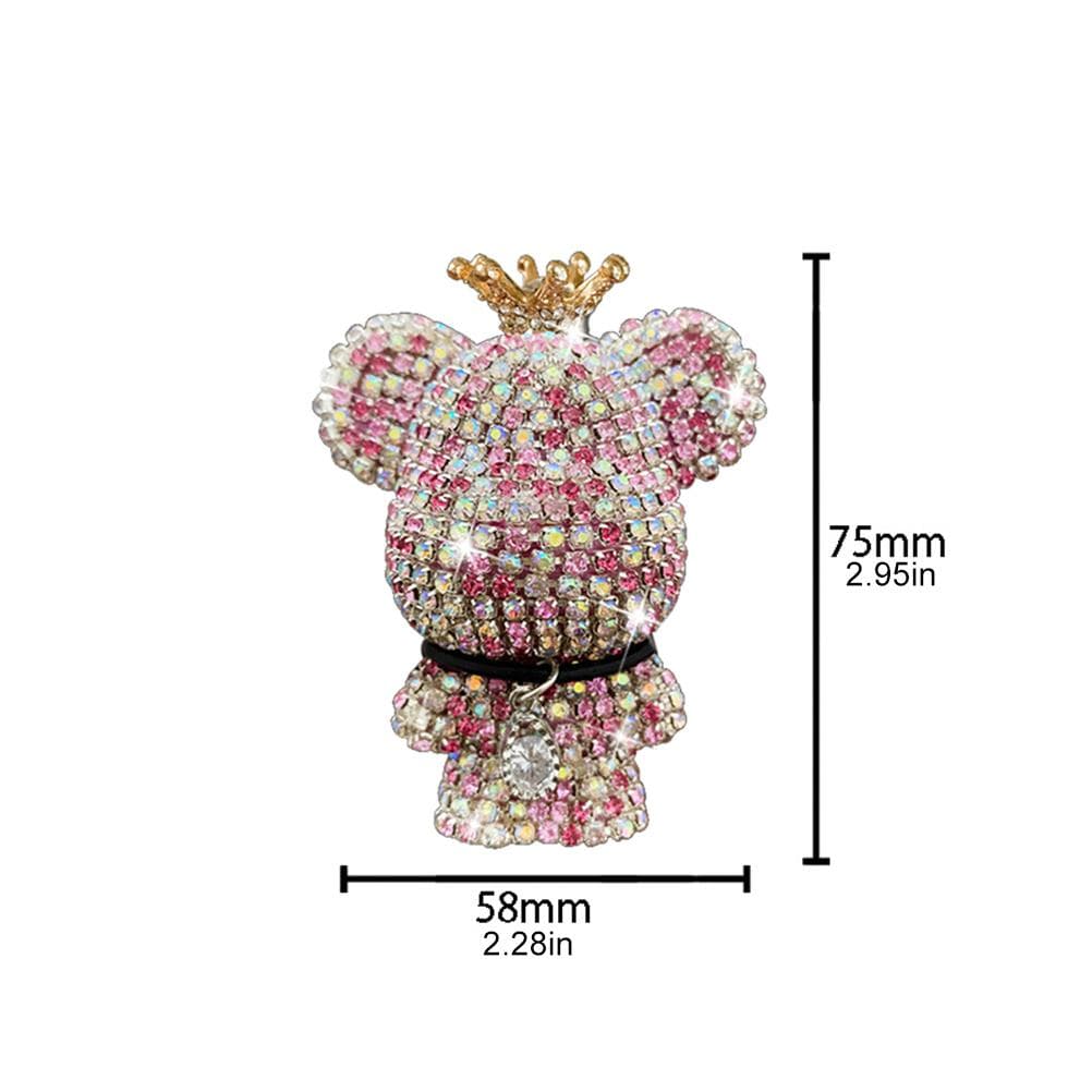 Car Air Freshener for Vent Decoration Bling Rhinestone Bear with Clip and Fragrance Tablet Car pink