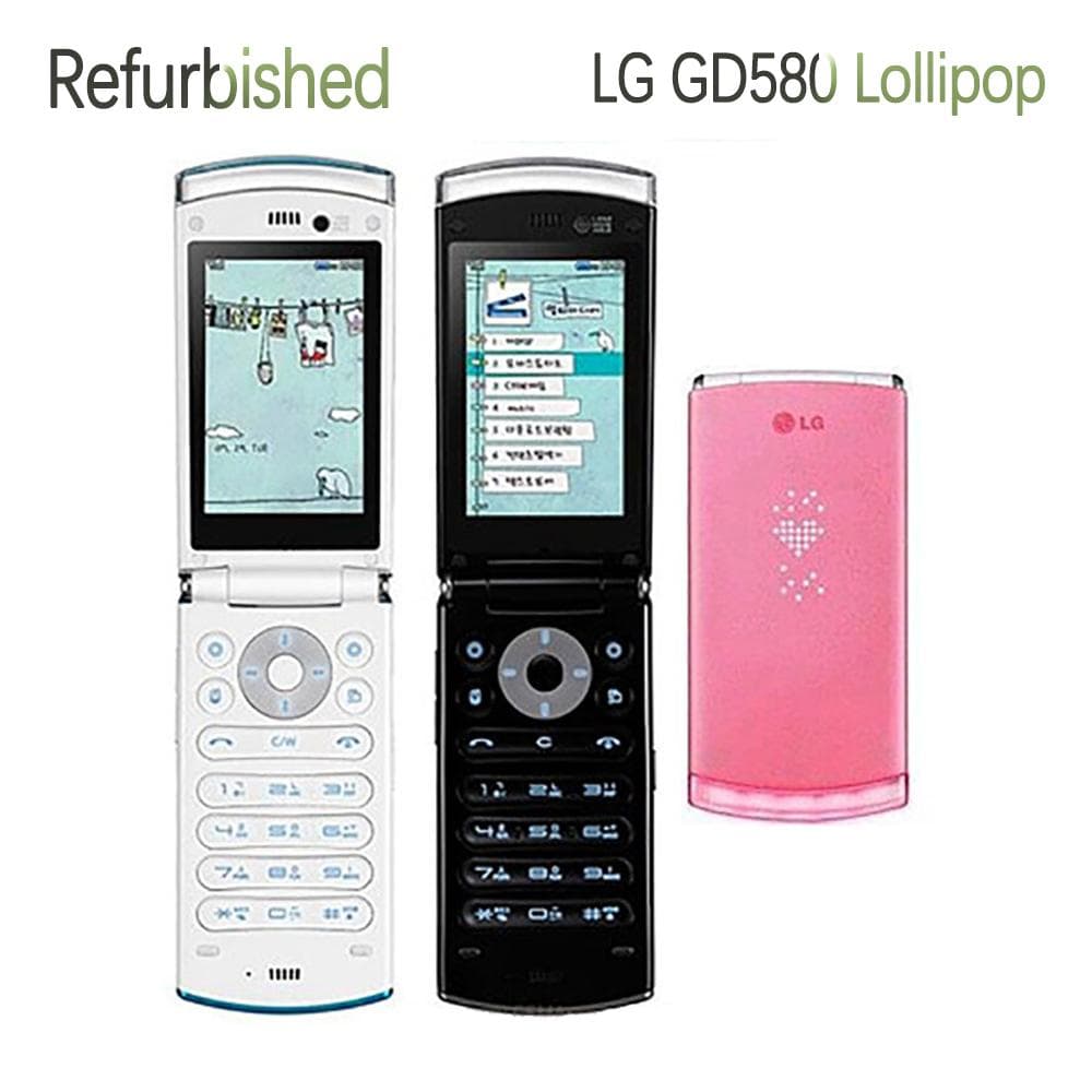 Refurbished LG Original LG GD580 Lollipop Mobile Phone With 1 SIM Simple Set pink
