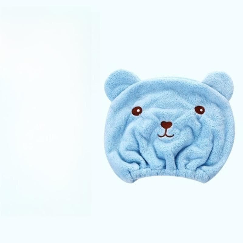 1pc Cartoon Hair Drying Cap, Thick Absorbent Bath Towel Hair Wrap Blue multicolour