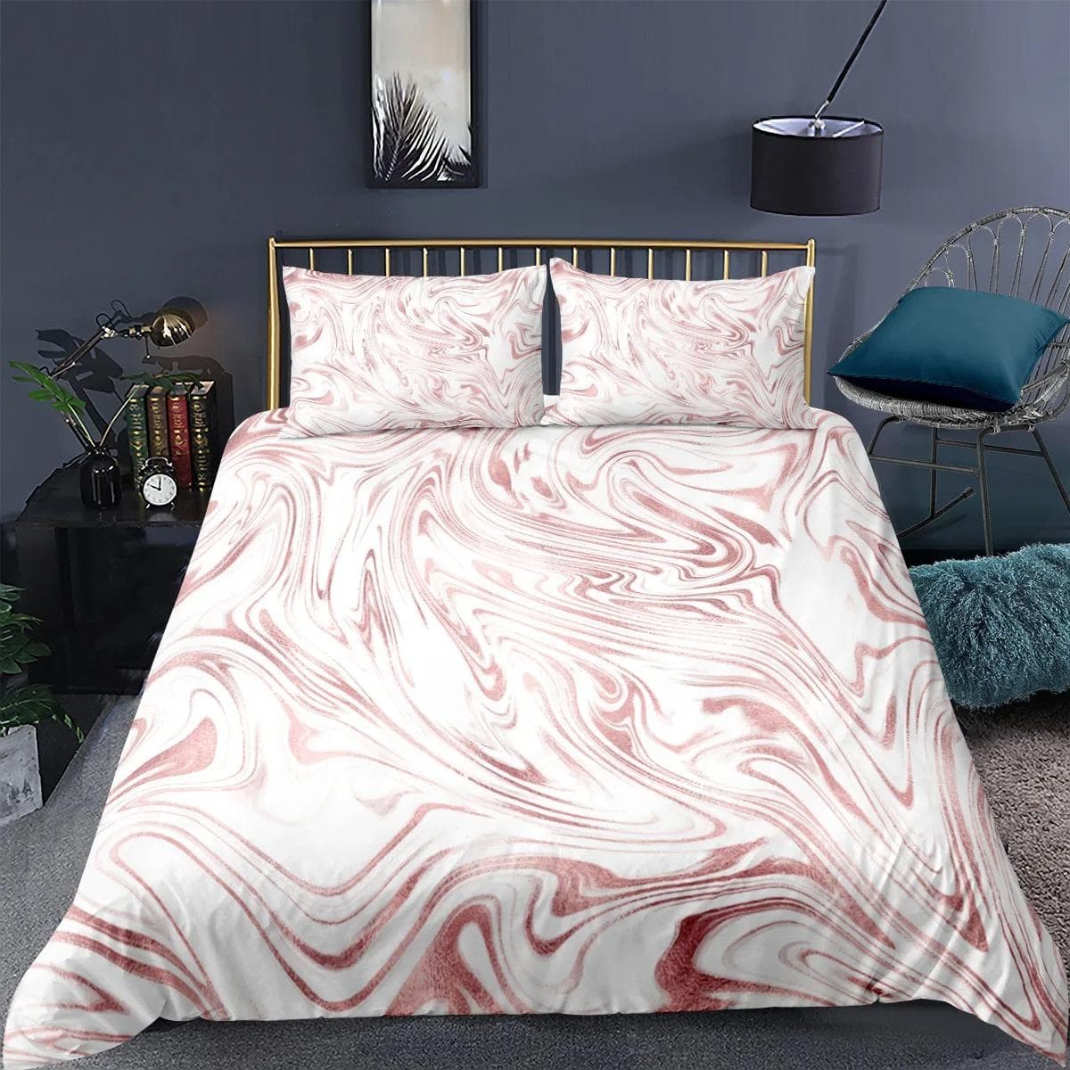 Fashion Marble Bedding Set With Pillowcases Colorful Quilt Cover Women Girl Soft Home Bedclothes Queen Duvet Cover 70x133cm 2pcs