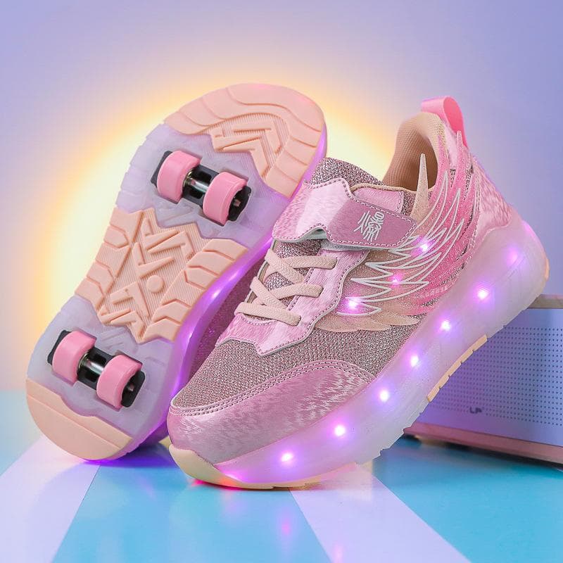 New Children's Runaway Shoes Girls and Boys Wings Glowing Four-wheel Roller Skates Students 40