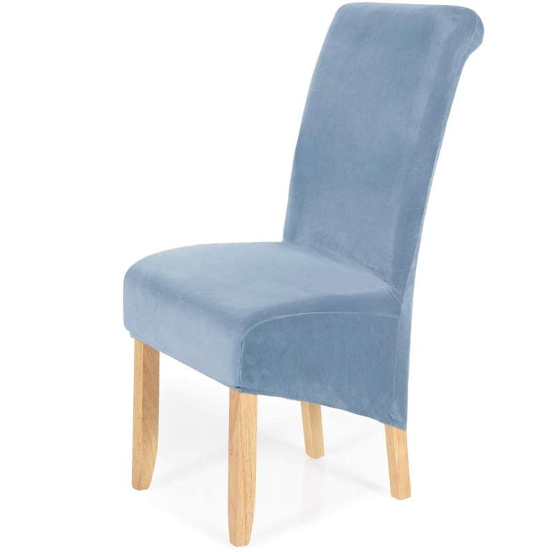 Stretch Velvet Dining Chair Covers Removable Washable Large Soft Dining Chair Slipcovers light blue