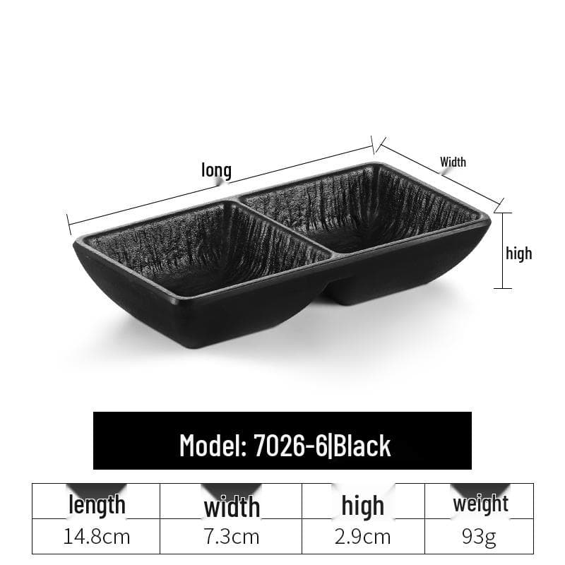 Retro Korean-Japanese Style Melamine Dipping Dish with Compartments for Hot Pot, Sauce, and BBQ.