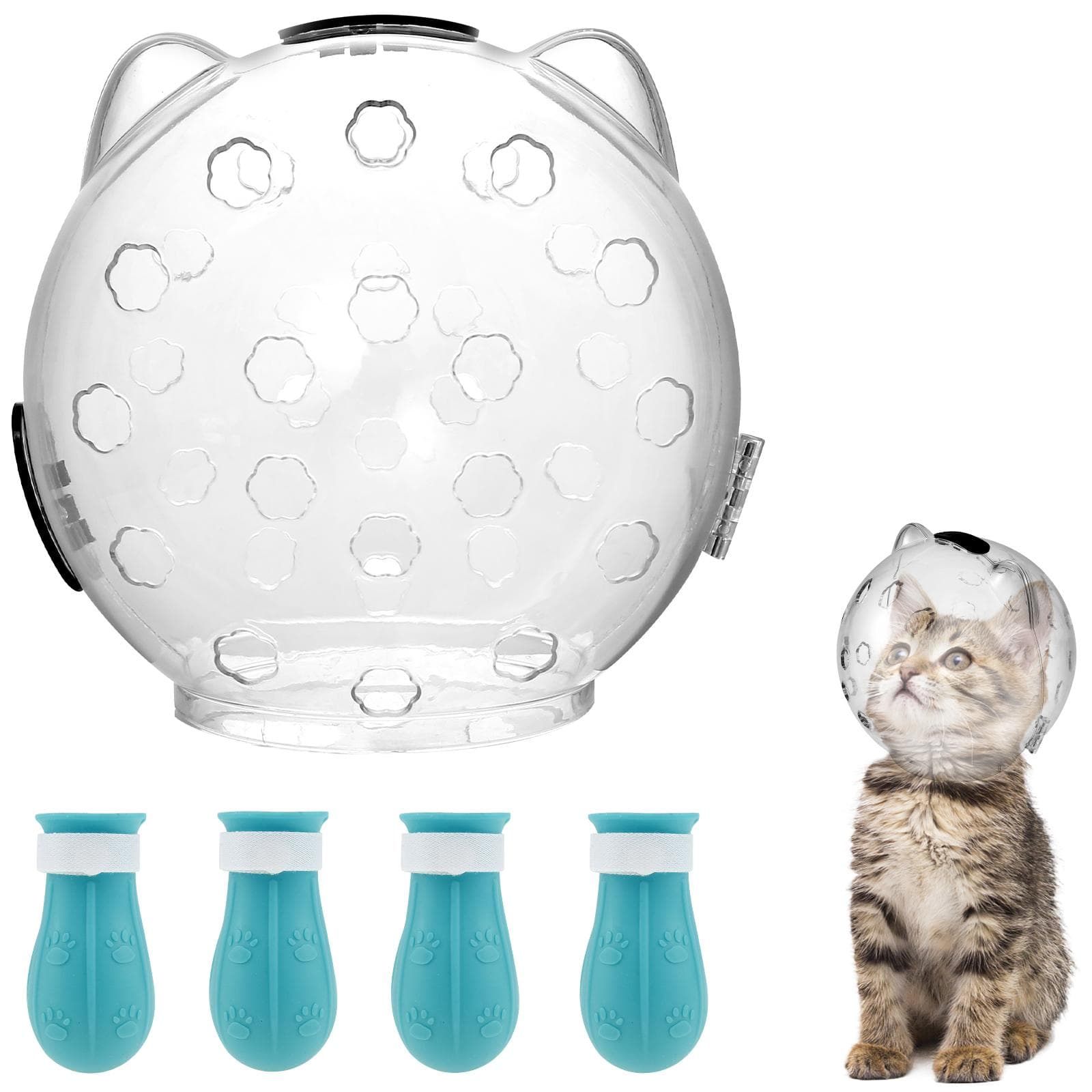 Cat Muzzle Anti-Bite Breathable Protective Space Hood Mask Cover Muzzle Helmet Cat Grooming Transparent Space Hood Pets Supplies