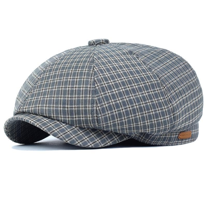 Plaid Newsboy Cap Spring Summer Breathable Peaky Octagonal Hat Vintage Soft Casual Berets Cap Visor Gatsby Flat Ivy Hat 56-58.5 cm gray