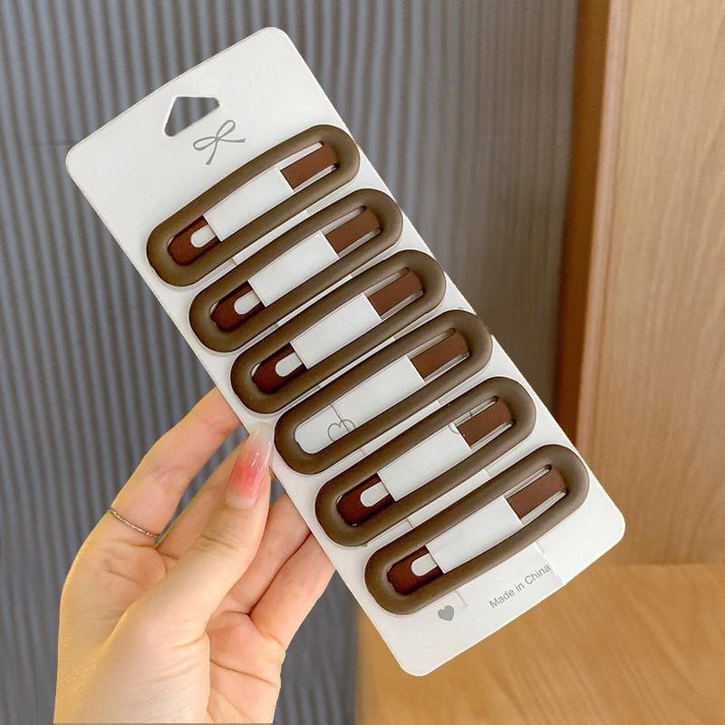 6Pcs Fashion Practical Versatile Morandi Color BB Hairpin Hair Side Clips for Girls Women Kids Childs Ladies Hair Accessories dark brown
