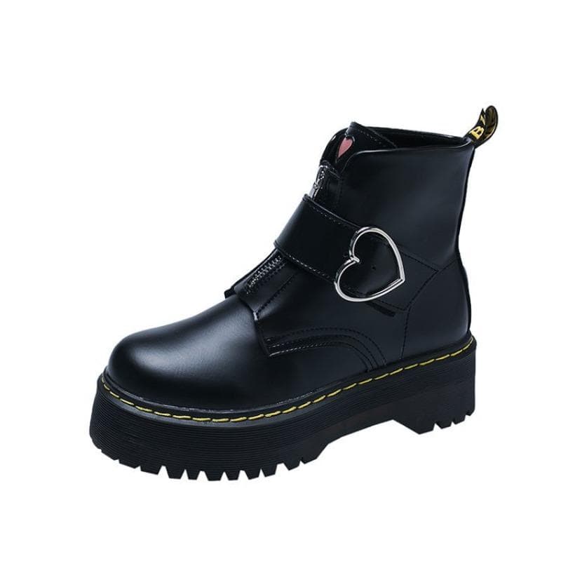 2024 New Short Boots New Thick Sole Women's English Style Love Matsuke 36 black