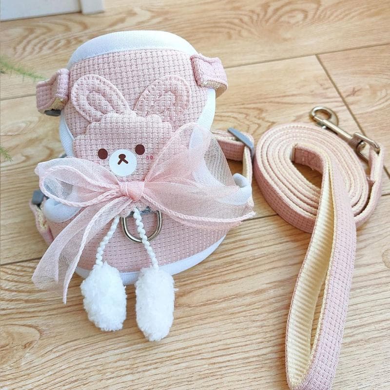 Pet Leash and Harness for Cats/Dogs, Adjustable and Escape Proof, Suitable for Outdoor Walking S pink