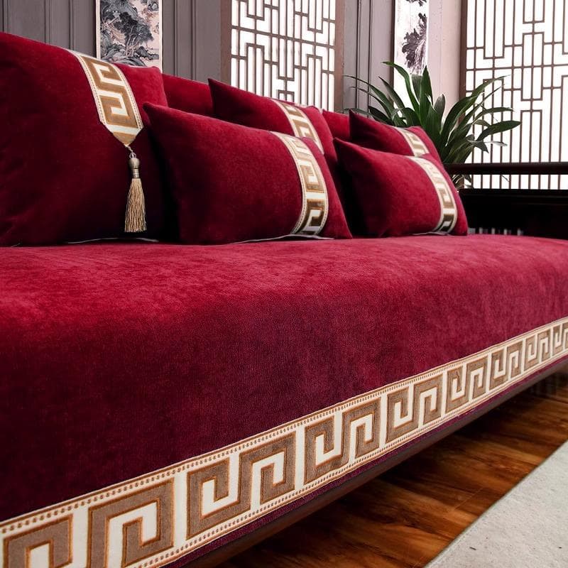 Luxury Embroidery Sofa Cover Protector Non-slip Wide Gold Side Couch Slipcover Four Season Universal Sofa Covers for Living Room 90x120cm 1pcs