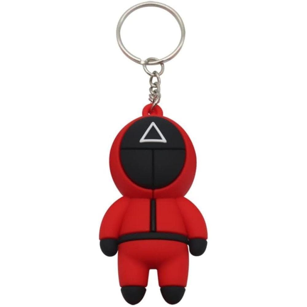 3D Squid Game Figures Mask Keychain Charms Accessories Round Six Cosplay Keychains for Ladies Women Men Kids Key Chain Toys Gift C-1Pcs red