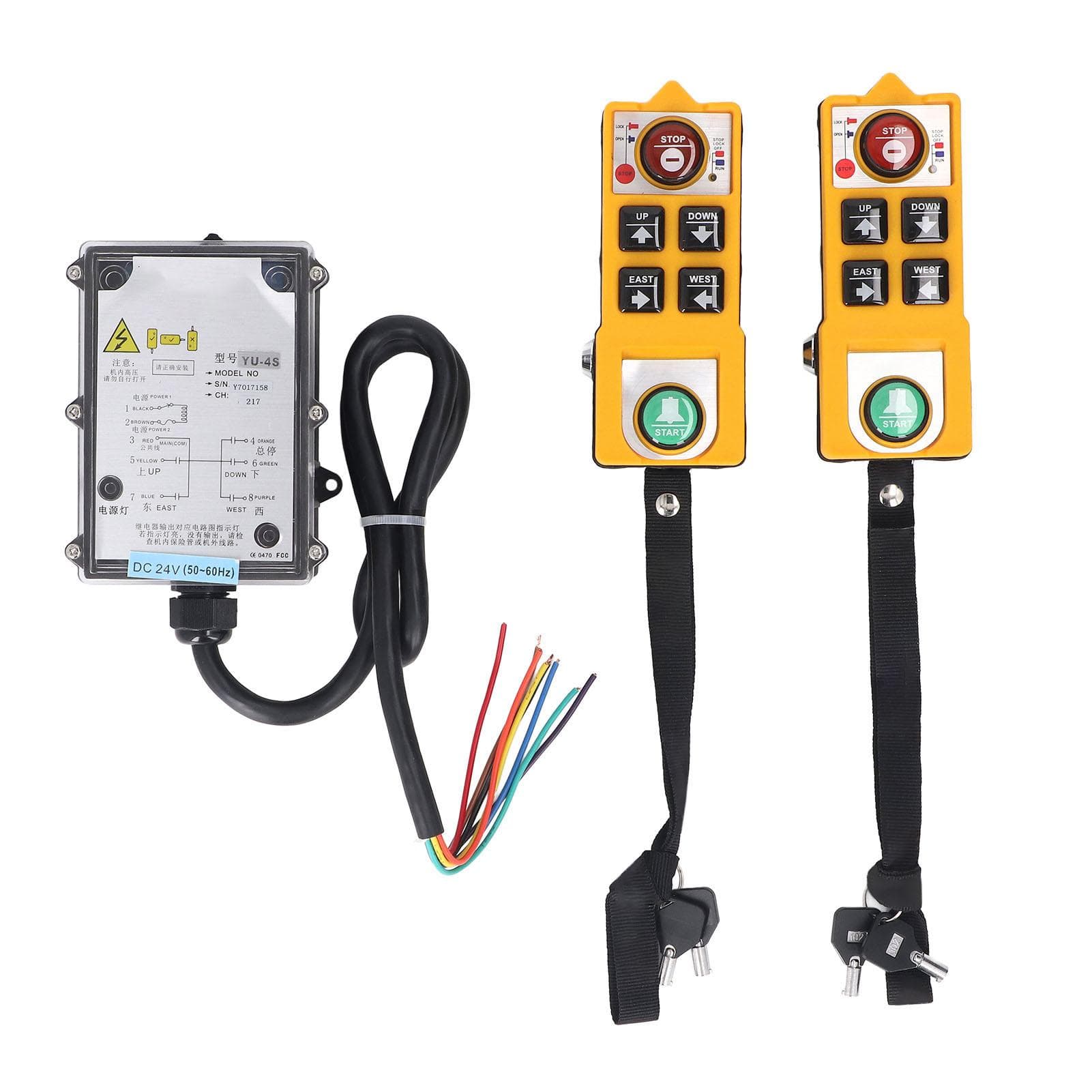 Industrial Crane Remote Control with Lock Dual Handles Transmitter and Receiver for Electric Hoist