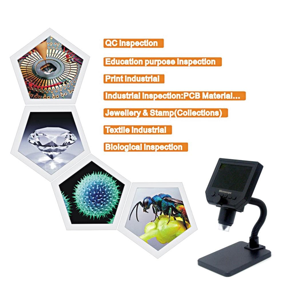 G600 Portable LCD Digital Microscope with High Brightness 8 LEDs and Built-in Lithium Battery AU Plug