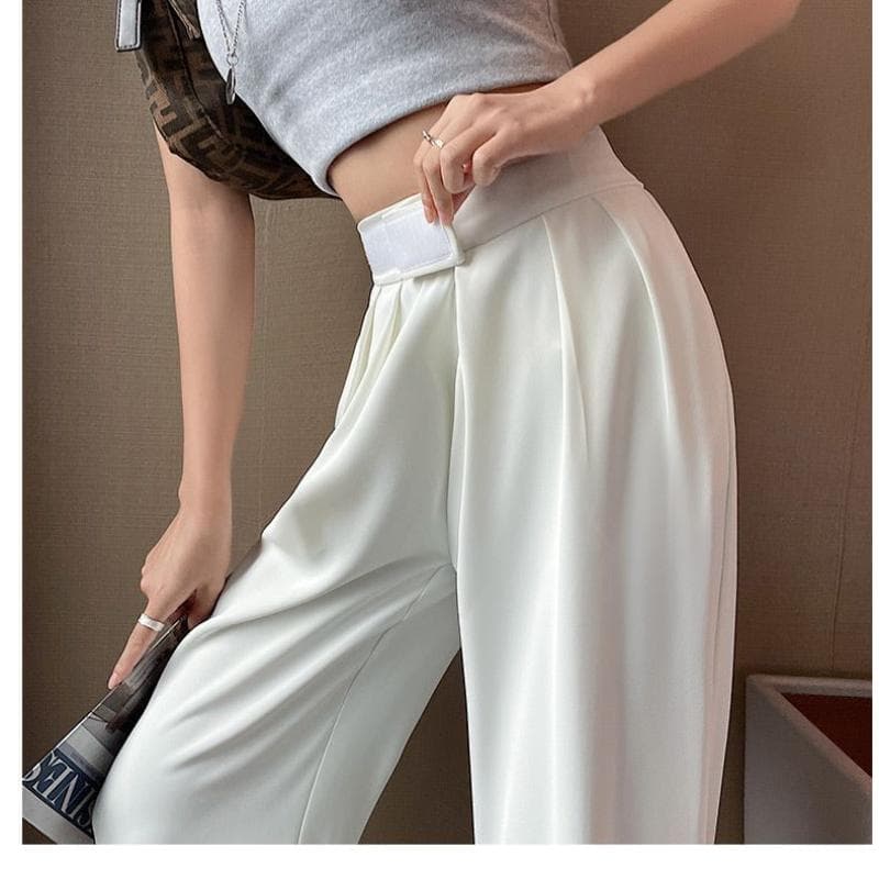 New Summer Black Wide-leg Pants for Women with High Waist Drooping Casual Loose Floor Suit Casual Straight Pants XXL