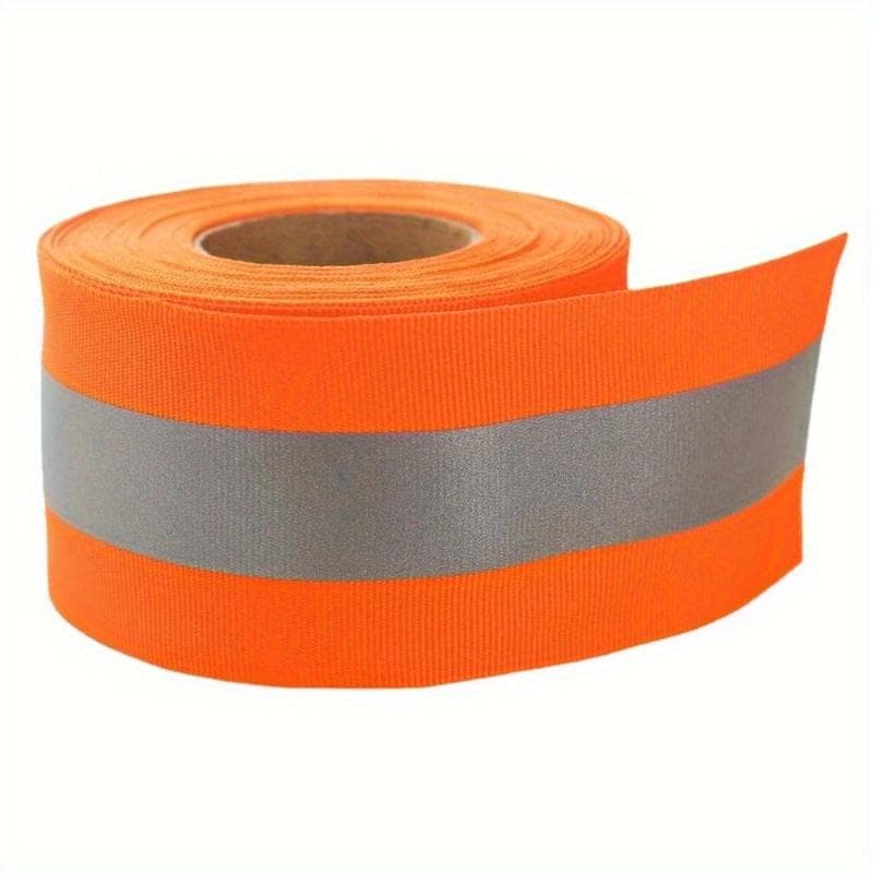 High Visibility Silver Reflective Fabric Tape, Safety Warning Trim for Clothing Accessories, Orange, 1.97inch Wide, 196.85inch Length orange