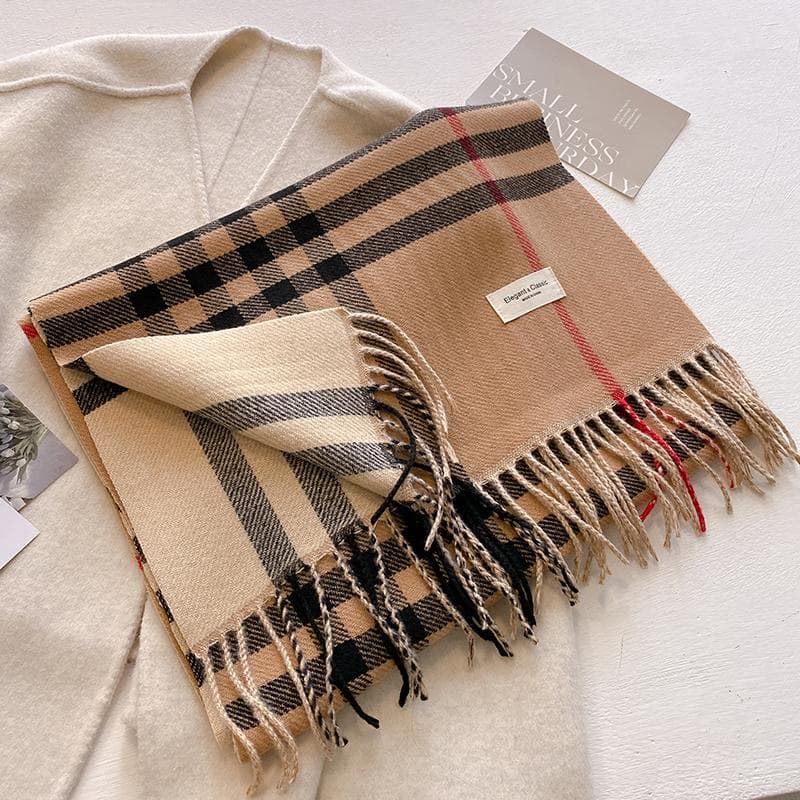 New Autumn Winter Fashion Cashmere Plaid Design Scarf Men Women Warm Thickening Shawl Neckerchief Scarves Bufanda Tassel 2024 khaki