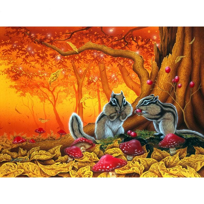 Diamond Embroidery Beaded Squirrel Fruit Crystal Diamond Painting Cross Stitch Needlework 20X30CM