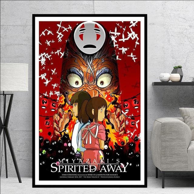 Spirited Away Movie Hayao Miyazaki Japan Anime Canvas Painting Poster Print Wall Art Pictures for Living Room Wall Decor Cuadros A4 21x30cm No Frame