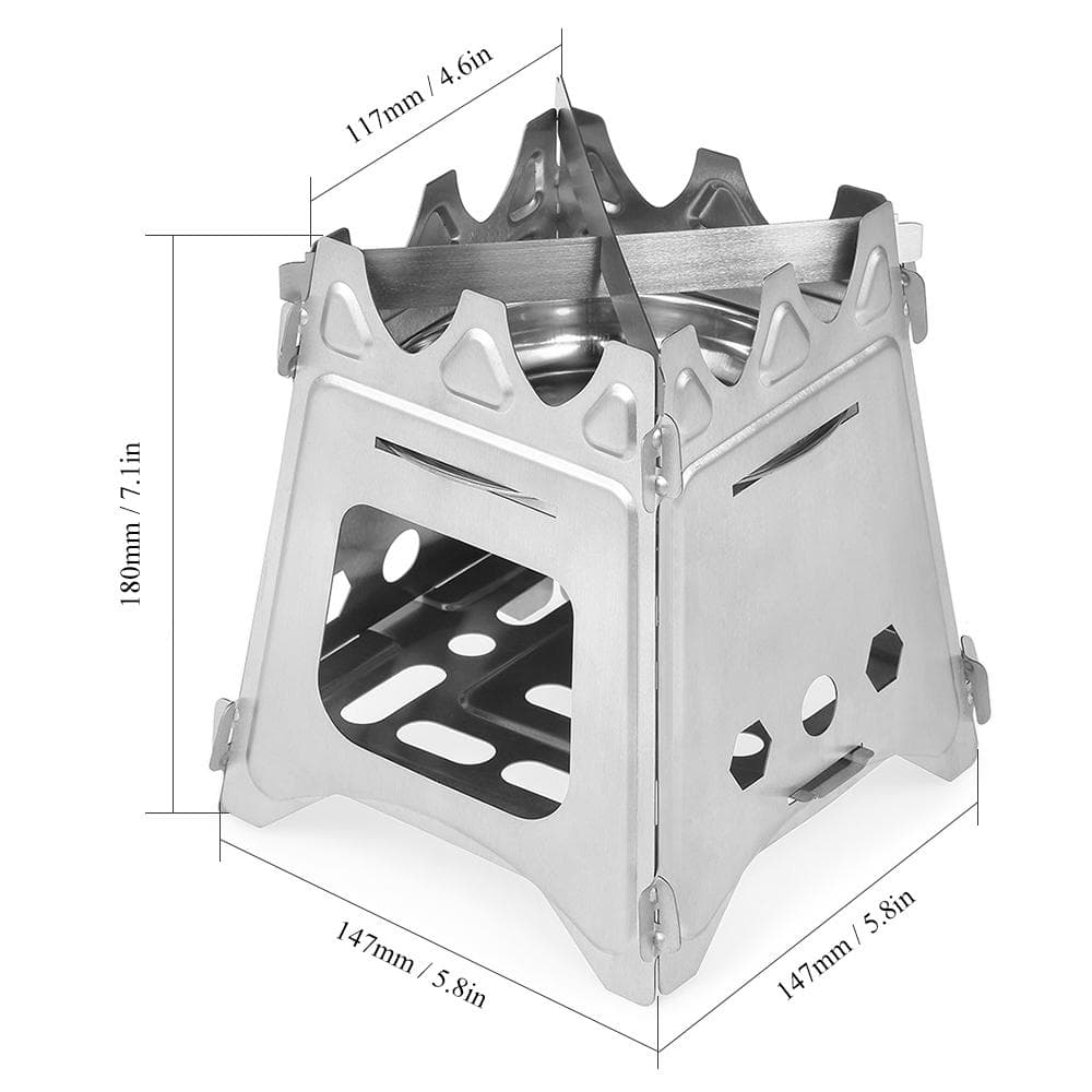 Outdoor Camping Stove Portable Folding Backpacking Wood Stove with Alcohol Tray for Camping Fishing