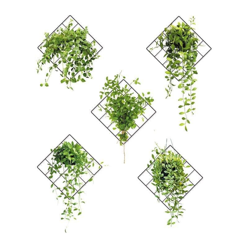 3D Vivid Green Plants Grid Wall Decal Removable DIY Green Leaves Wall Sticker Home Decor Murals Paper Decoration for Bedroom Living Room Bathroom 85*105cm