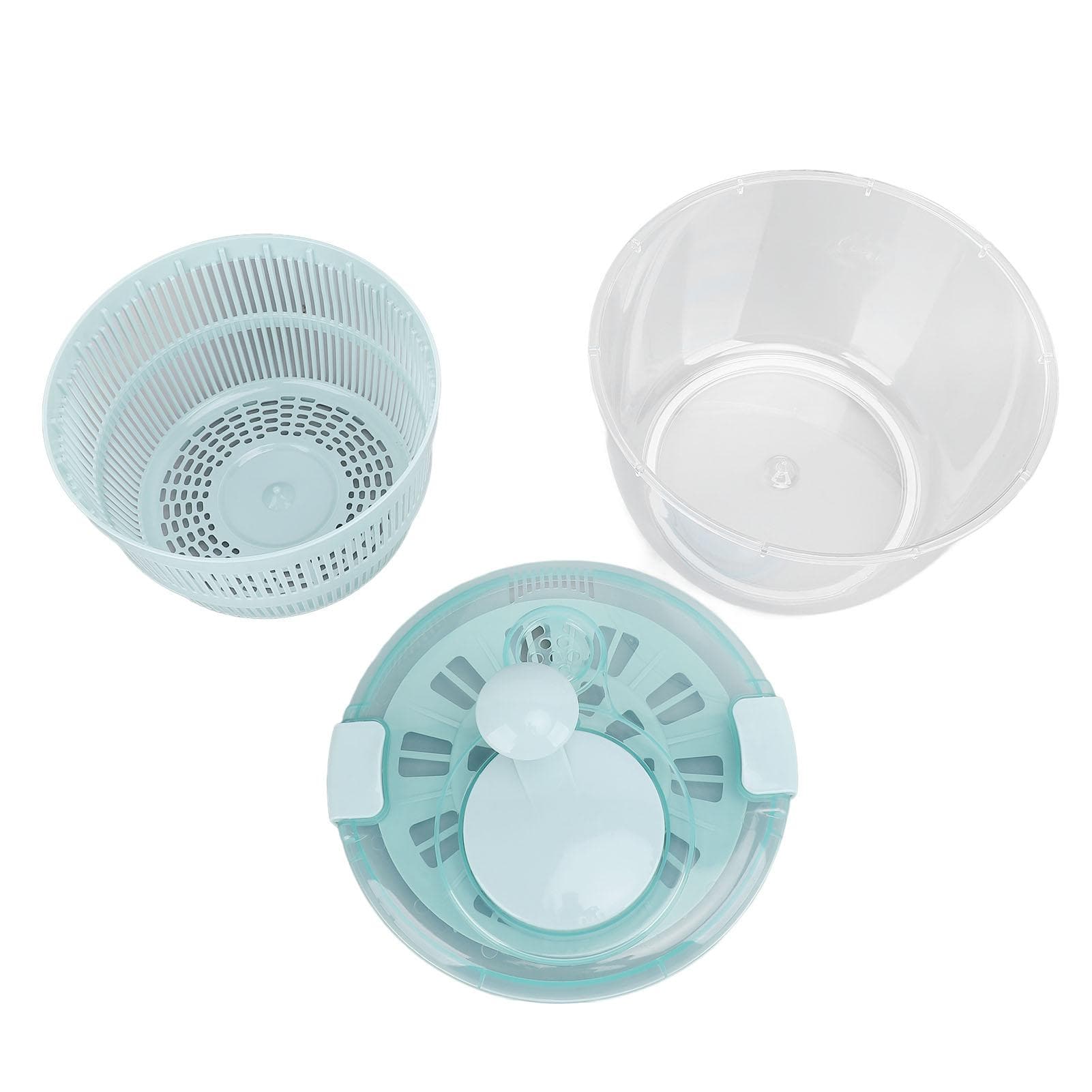 Salad Spinner Lake Blue 5L Fast One Handed Manual Salad Washer Spinner for Vegetable Fruit Lettuce L(for 6.5-9kg)