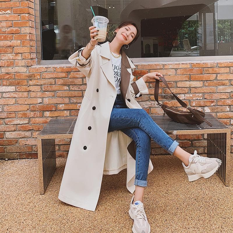 New Style Trench Coat for Women In Early Autumn Korean Style Loose Temperament Slimming British Style Jacket XL