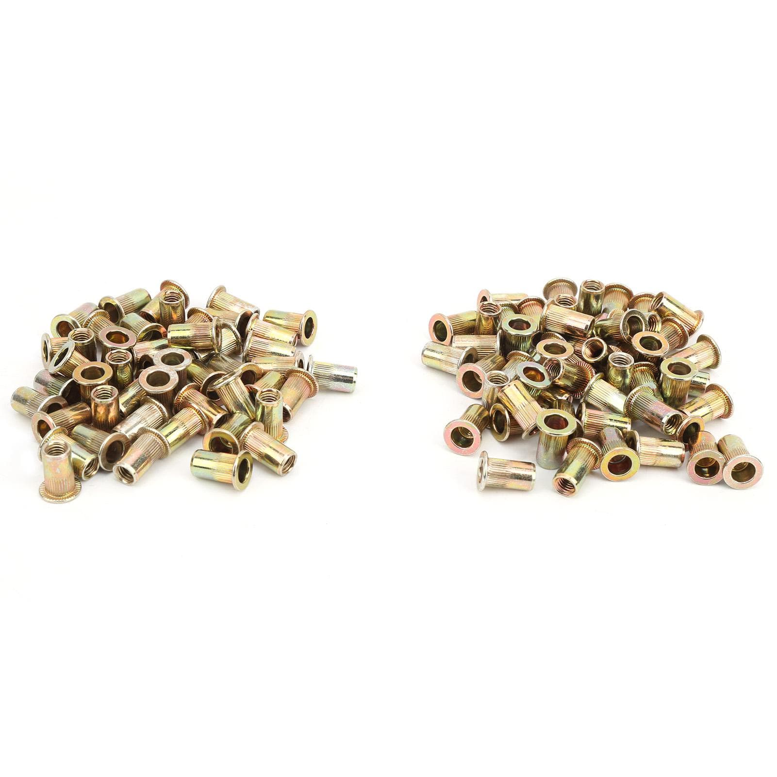 100Pcs Rivet Nut Color Zinc Plated Flat Head Threaded Nutsert Kit Hardware AccessoriesM5