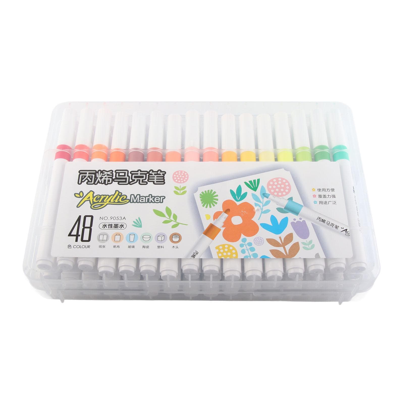 Acrylic Paint Markers Strong Coverage Quick Dry Waterproof Round Barrel Graffiti Markers for Glass