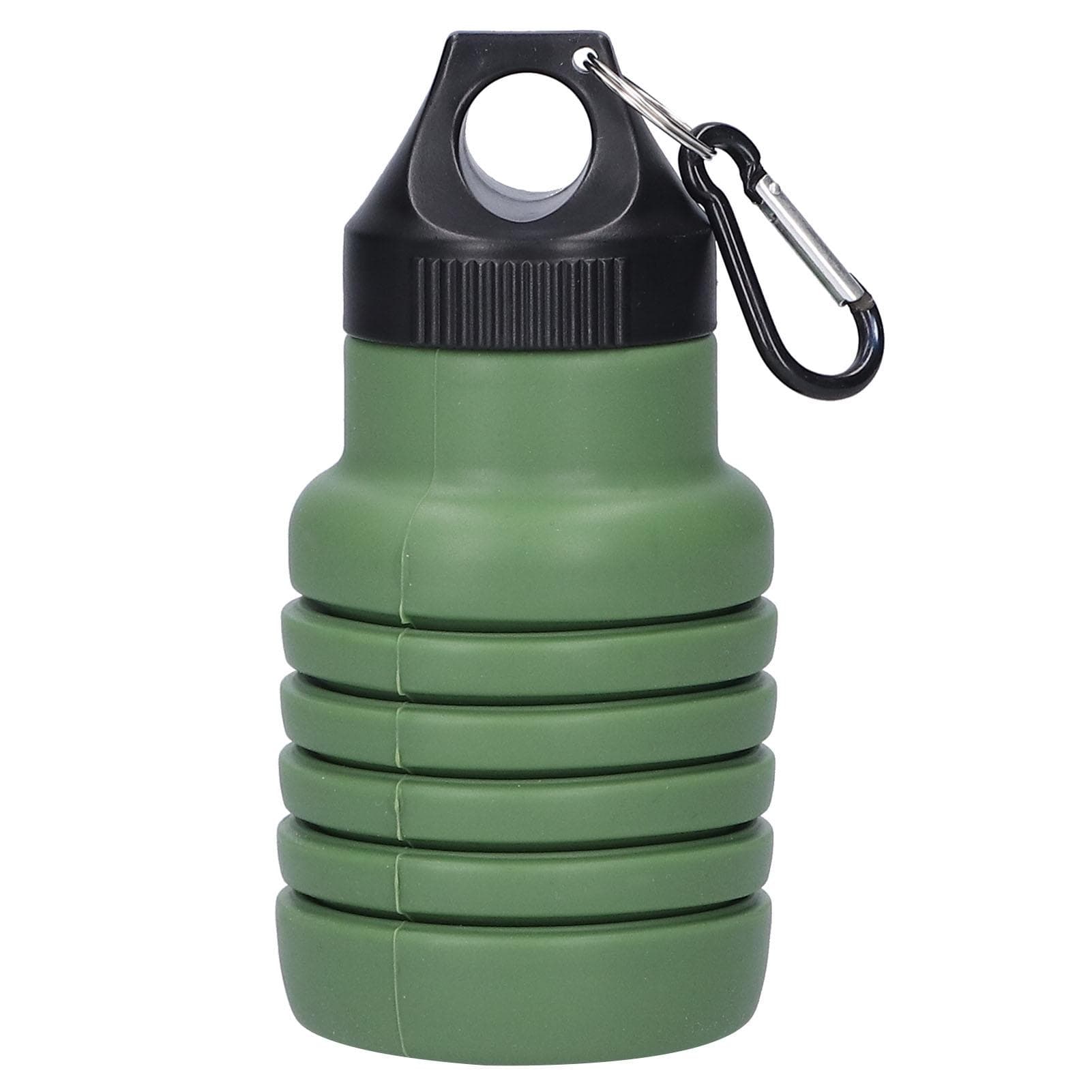 500ml Collapsible Water Bottle Silicone Foldable Water Bottle with Plastic Cap for Travel green